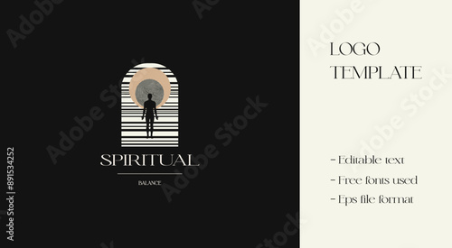 Spiritual Balance Logo concept. Minimalist design with editable text. Perfect for inspirational posters, digital art, and social media content.