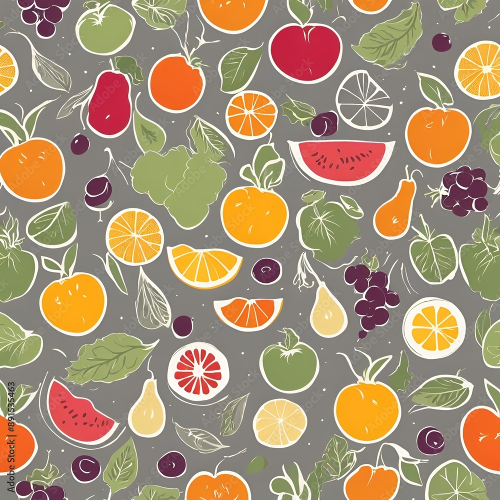 minimalsitc pattern with fruits and vegtables - 1 minimalsitc pattern with fruits and vegtables - 1
