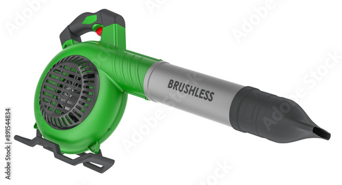 Cuadro en lienzo Green Electric Leaf Blower, 3D rendering isolated on transparent background