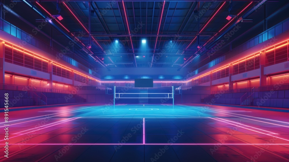 professional volleyball court with lighting effects professional volleyball court with lighting effects