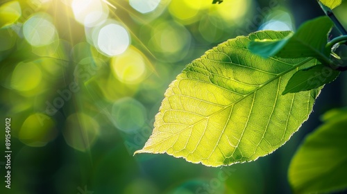 Sunlit Leaf with Bokeh Back...