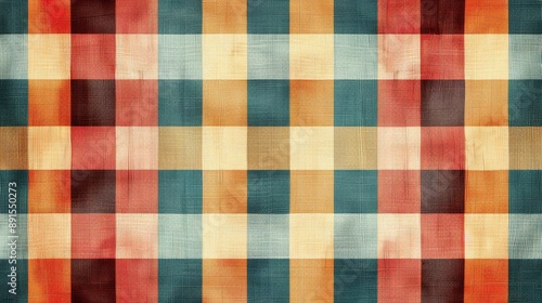 Vintage Gingham Plaid Seamless Pattern - Retro Checkered Fabric Texture