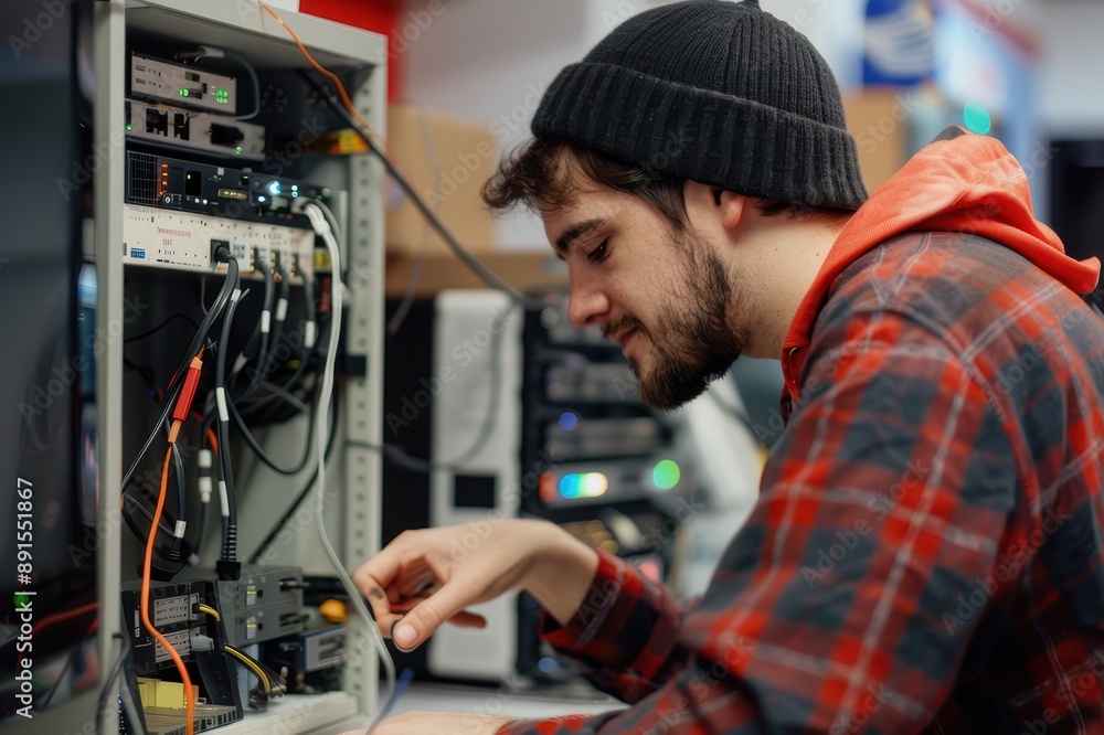 IT Specialist Configuring Router and Networking Equipment IT Specialist Configuring Router and Networking Equipment