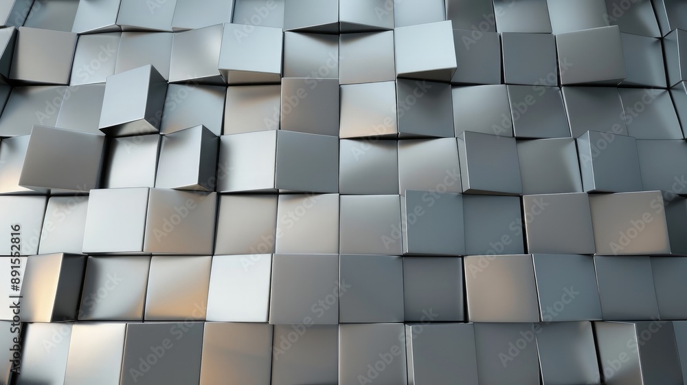 Abstract 3D geometric background with metallic gray cubes creating a modern and dynamic visual effect. Abstract 3D geometric background with metallic gray cubes creating a modern and dynamic visual effect.