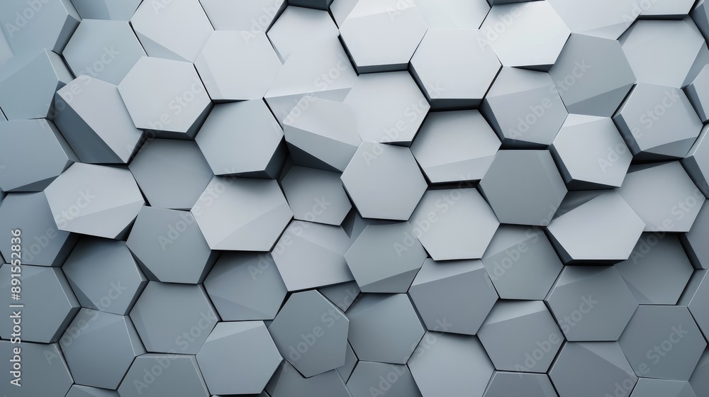 Abstract hexagonal pattern in shades of grey, with geometric shapes creating, futuristic 3D background texture. Abstract hexagonal pattern in shades of grey, with geometric shapes creating, futuristic 3D background texture.