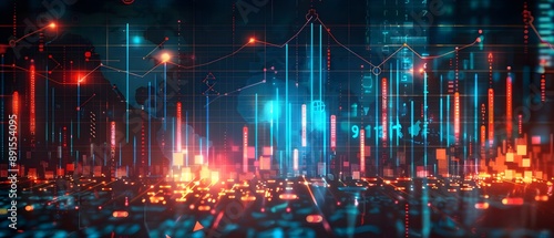 Wallpaper Mural Futuristic Data Analytics Graphs Technology Financial Market Trends AI Generated Torontodigital.ca
