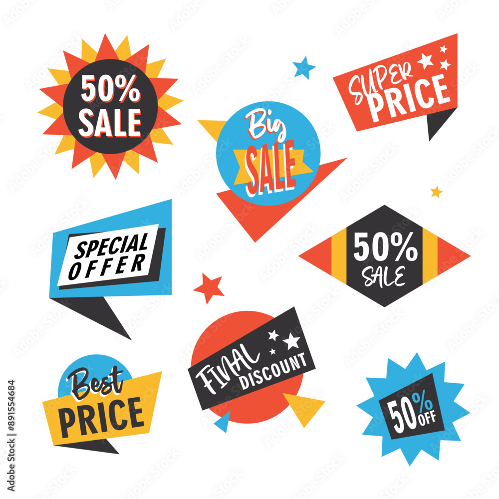 Warehouse sale banner. Memphis style. Sale offer price sign. Warehouse sale symbol. Geometric vector banner. Discount text. Warehouse sale banner. Memphis style. Sale offer price sign. Warehouse sale symbol. Geometric vector banner. Discount text.