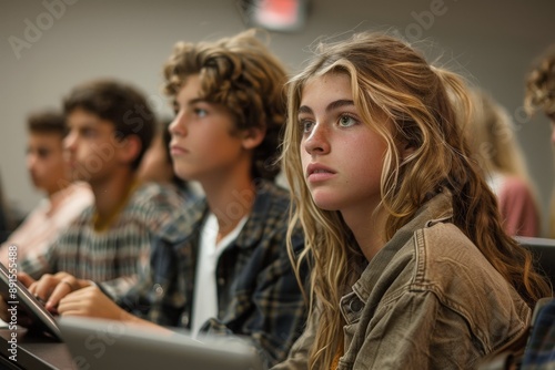 Modern Financial Literacy Education for Teens: Interactive Class with Tablets and Notebooks