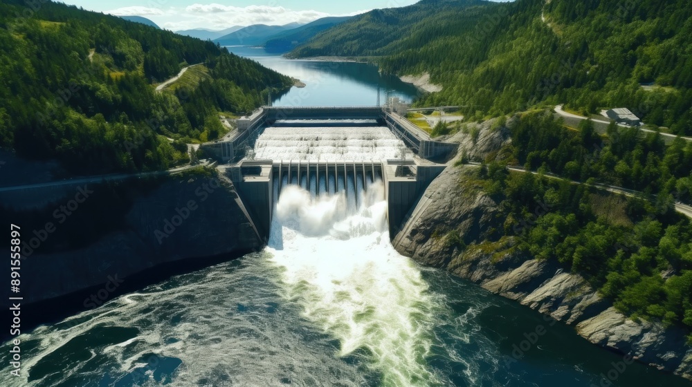 Hydroelectric Dam and River Hydroelectric Dam and River