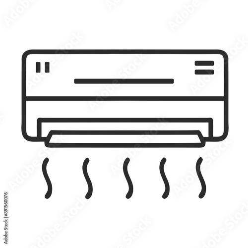 Air conditioner icon. Black and white vector illustration.