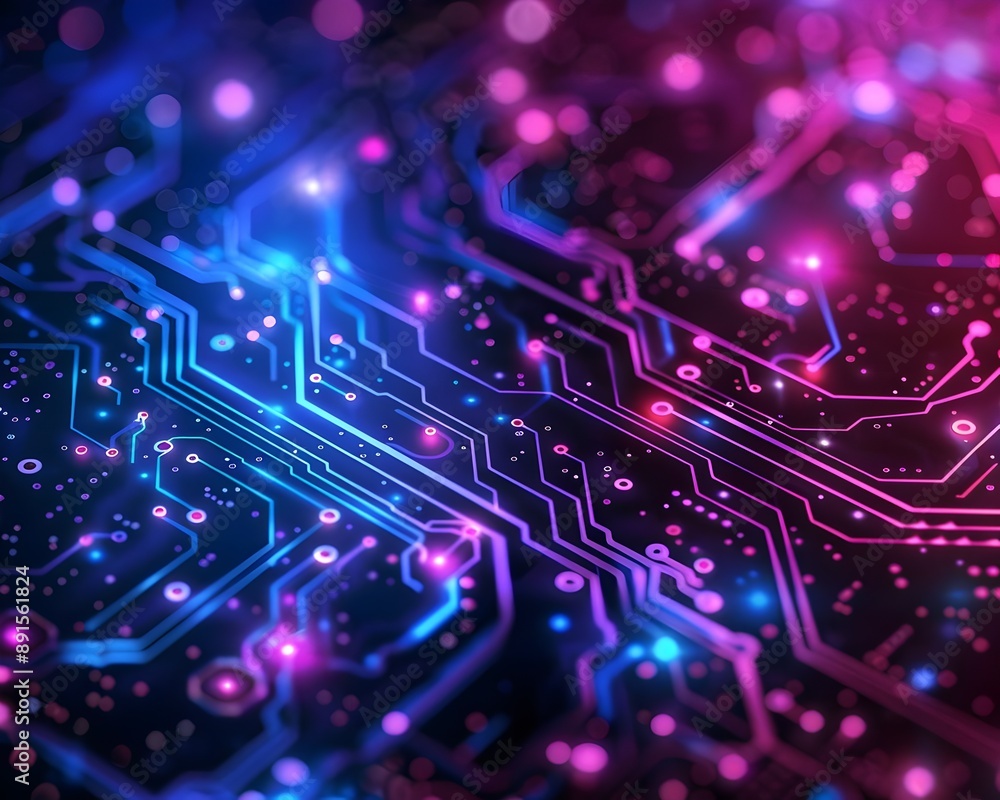 Abstract Futuristic Circuit Board Technology Background Digital Lighting. AI Generated Abstract Futuristic Circuit Board Technology Background Digital Lighting. AI Generated