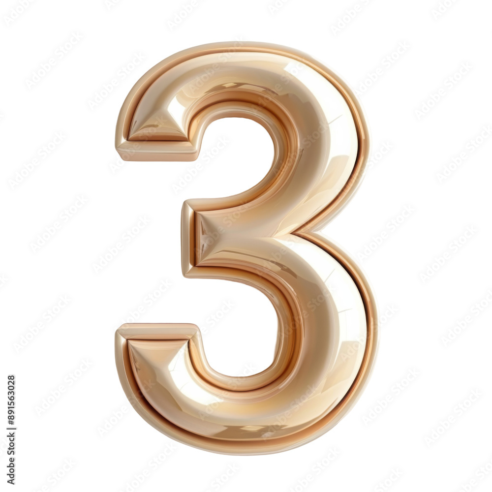 Number 3 3D letter isolated on white or transparent background Number 3 3D letter isolated on white or transparent background