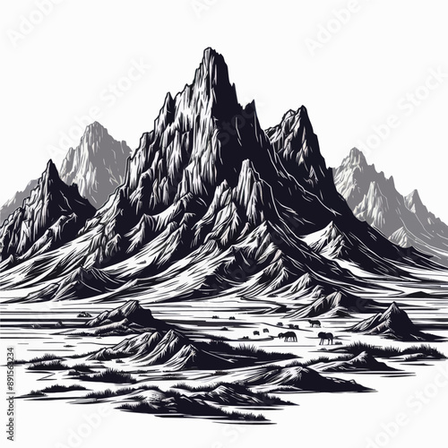 landscape in the mountains and sky vector 