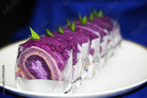 Purple sweet potato homemade cake.
