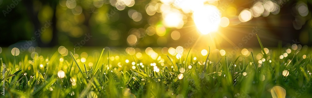 Fototapeta premium Lush Meadow Sunlit with Vibrant Spring Colors