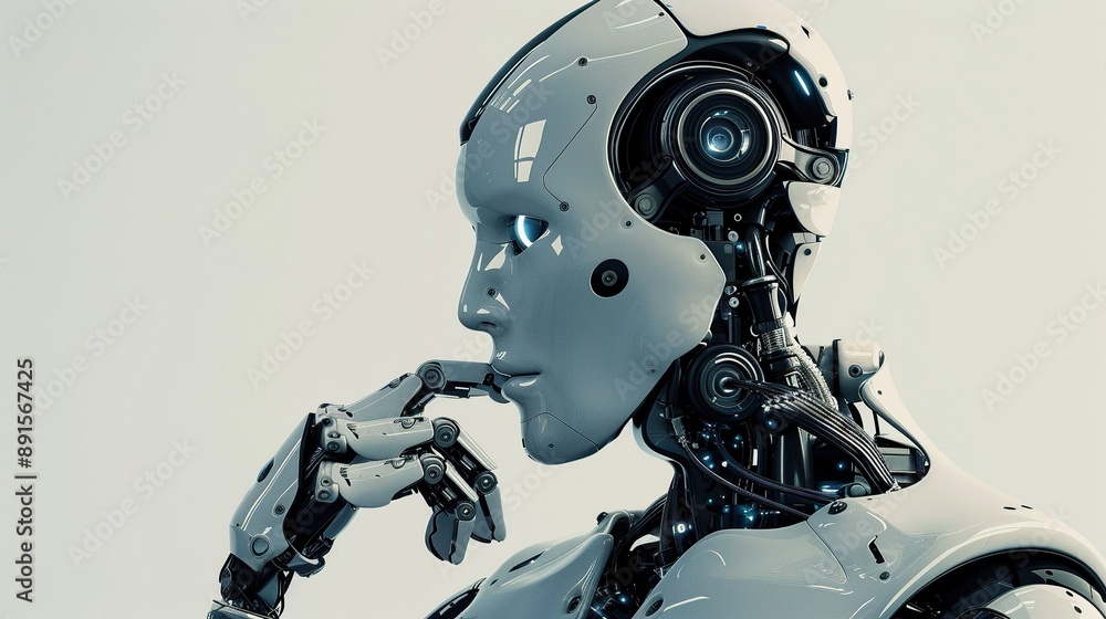 Thinking Robot
Description: Futuristic robot with mechanical features in a thoughtful pose. Thinking Robot
Description: Futuristic robot with mechanical features in a thoughtful pose.
