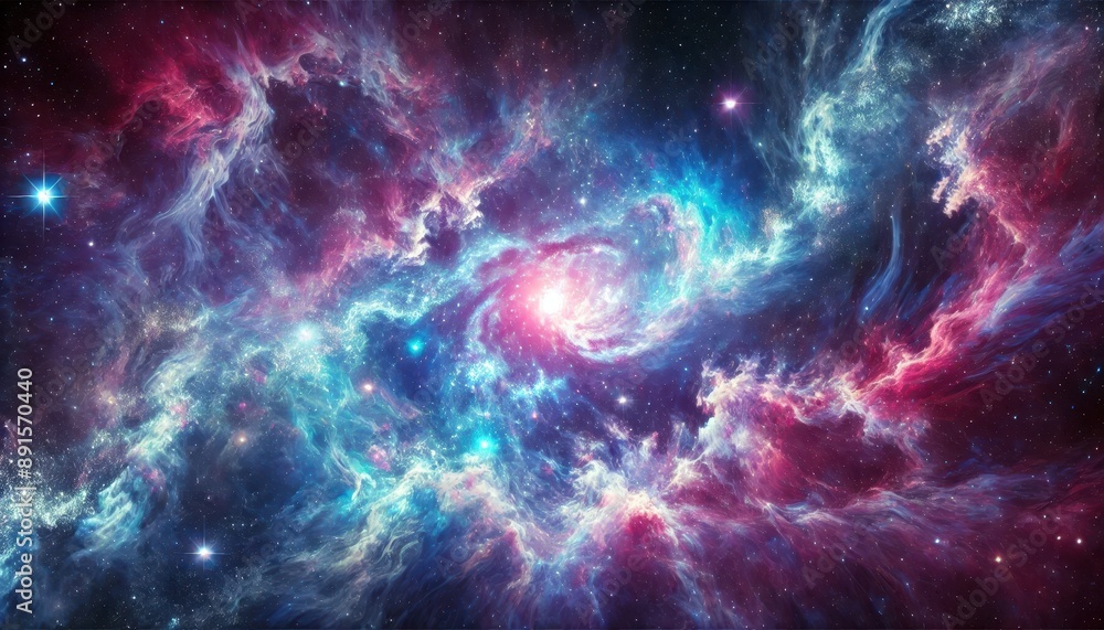 Cosmic Nebula with Stars and Galaxies. Cosmic Nebula with Stars and Galaxies.