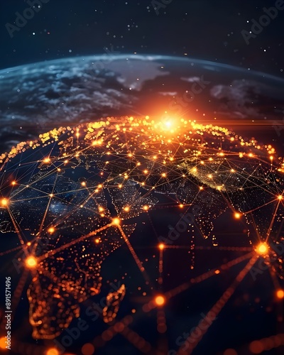 Global Network Digital Connection Earth Technology Web. AI Generated