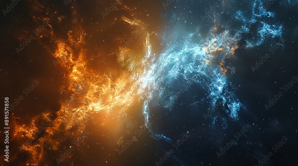 Fototapeta premium Kosmischer Tanz von Feuer und Eis