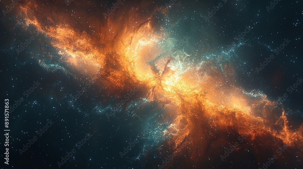 Fototapeta premium Kosmischer Tanz von Feuer und Eis