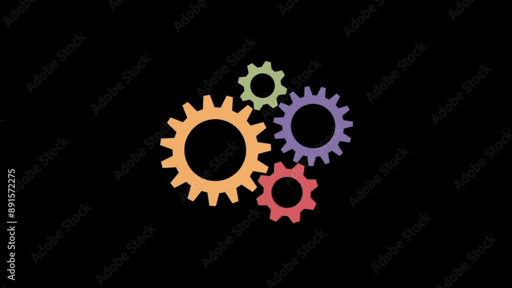 Car gears seamless animation. loading gears. Loading Circle Video. Loading Animation on Black Background.