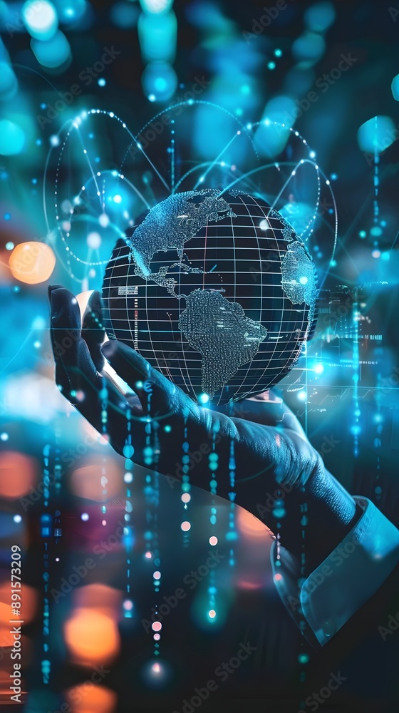Fototapeta premium Global Connectivity Technology Digital World Network Innovations. AI Generated