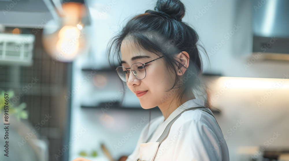 Young asian woman cooking in the kitchen Young asian woman cooking in the kitchen