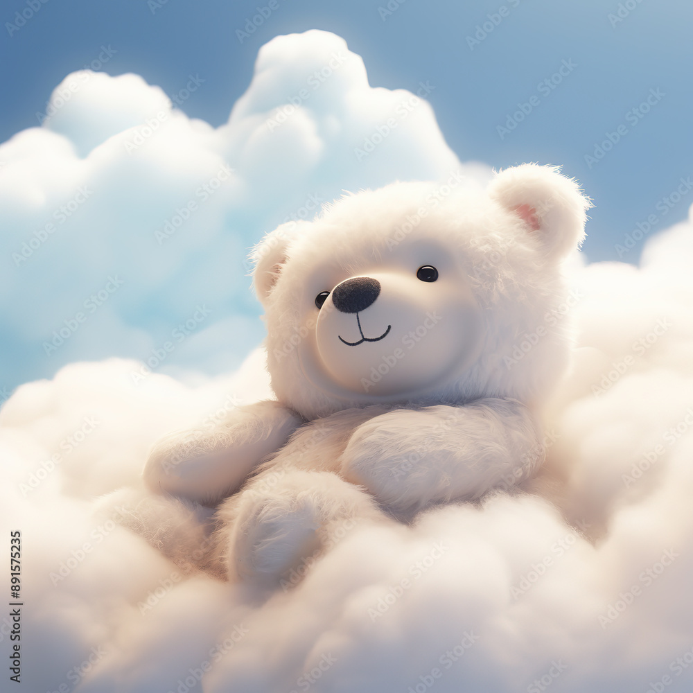 A teddy bear sleeping on top of a cloud A teddy bear sleeping on top of a cloud