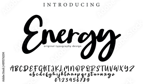 Energy Font Stylish brush painted an uppercase vector letters, alphabet, typeface