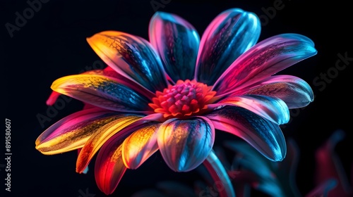 Radiant Floral Bloom Emitting Soft Luminous Glow on Dark Background