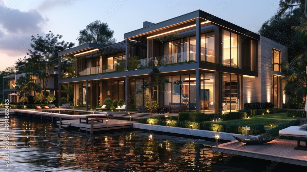 A luxurious riverside villa with a contemporary design A luxurious riverside villa with a contemporary design