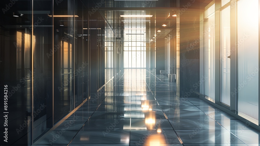 Modern Office Interior with Stylish Panoramic View Modern Office Interior with Stylish Panoramic View