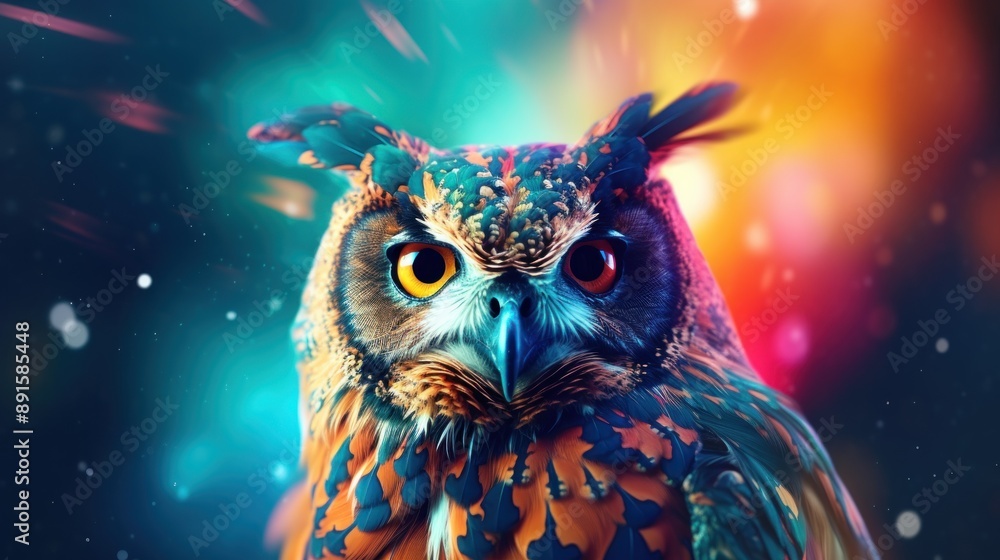 Colorful Owl with Bright Background Colorful Owl with Bright Background
