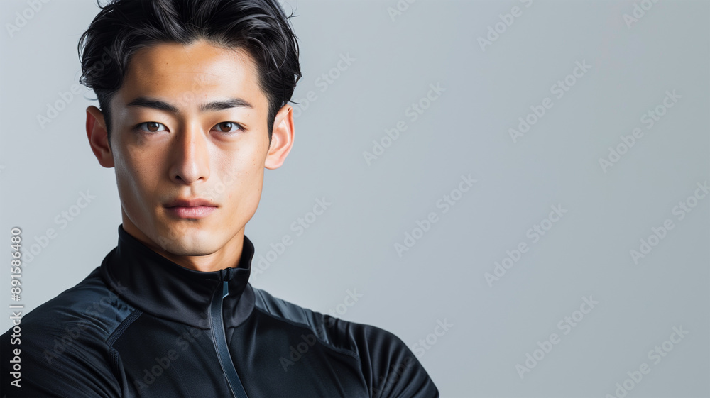 ランニングウェアを着た若い日本人男性アスリート ランニングウェアを着た若い日本人男性アスリート
