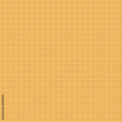 Wafer seamless pattern isolated on yellow.Waffle repeat pattern with square.Grid vector graphic background. 