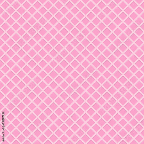Waffle seamless pattern isolated on pink.Repeat pattern with square.Grid vector graphic background. 