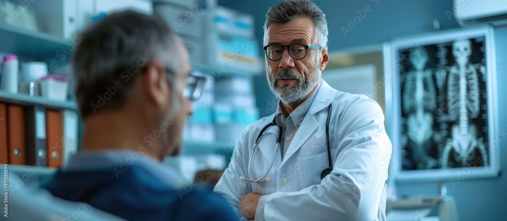 Doctor Discussing Diagnosis with Patient in Clinic Doctor Discussing Diagnosis with Patient in Clinic