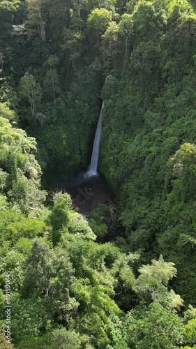 Aerial video over Air Terjun Melanting Waterfall - Bali photo