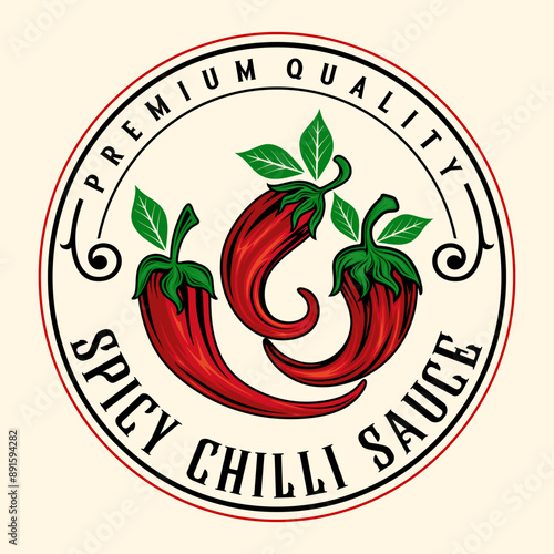 spicy chili sauce emblem logo design. the concept of chili and fire, for sauce products, spicy foods and others.