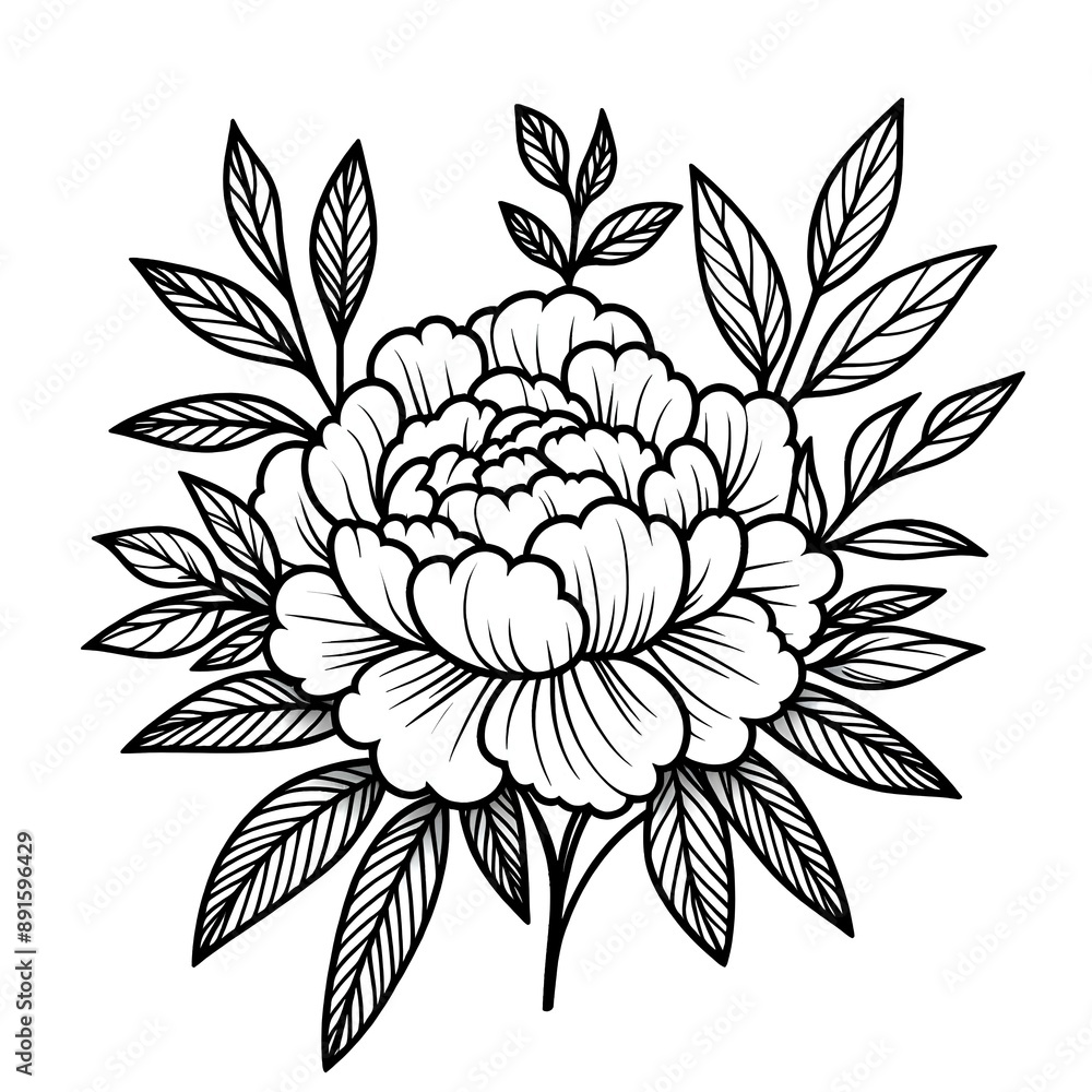 sketch drawing of flower, illustration of a flower, coloring book pages . sketch drawing of flower, illustration of a flower, coloring book pages .