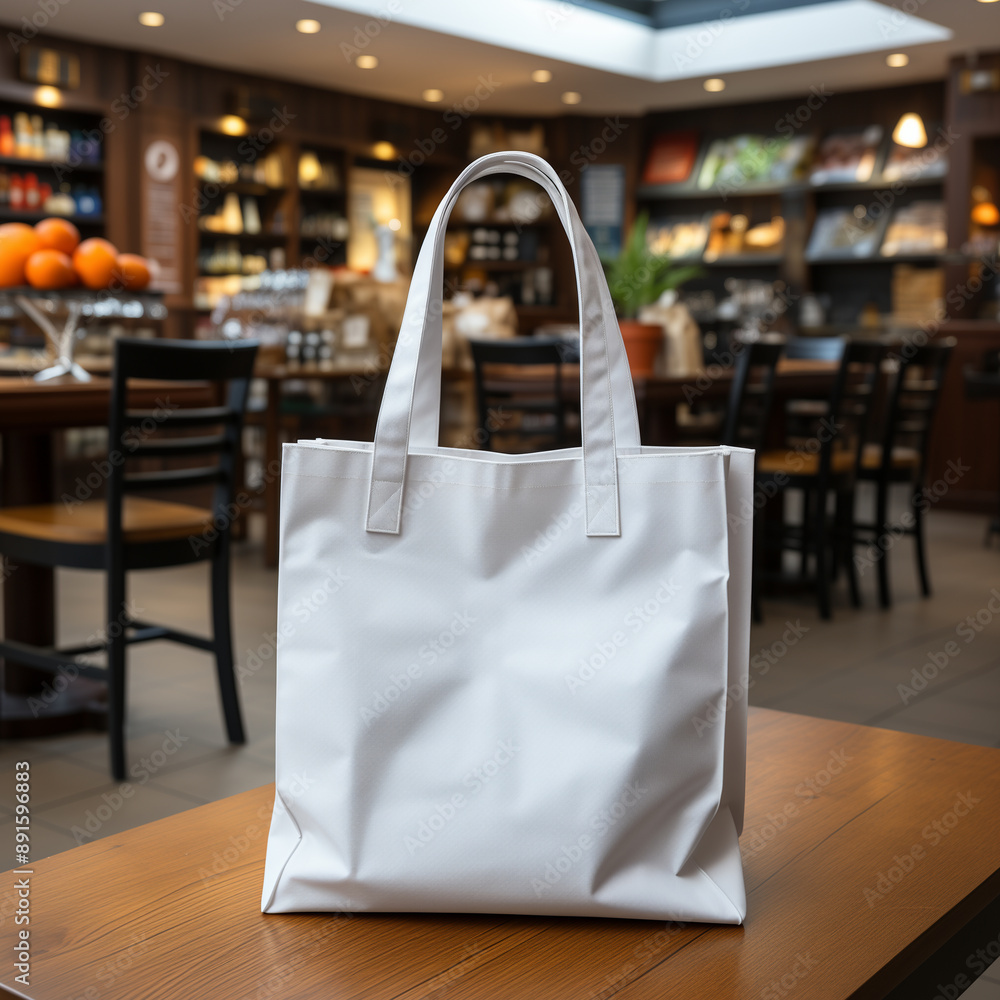 custom made wallpaper toronto digitalShopping bag mockup surface on the background of a cafe or restaurant. Brand concept on the package.