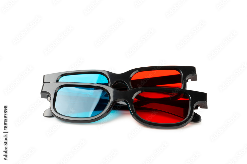3D glasses isolated on white background. 3D Movie Glasses. Cinema and entertainment concept. Watching a movie. Design. Place for text. 3D glasses isolated on white background. 3D Movie Glasses. Cinema and entertainment concept. Watching a movie. Design. Place for text.
