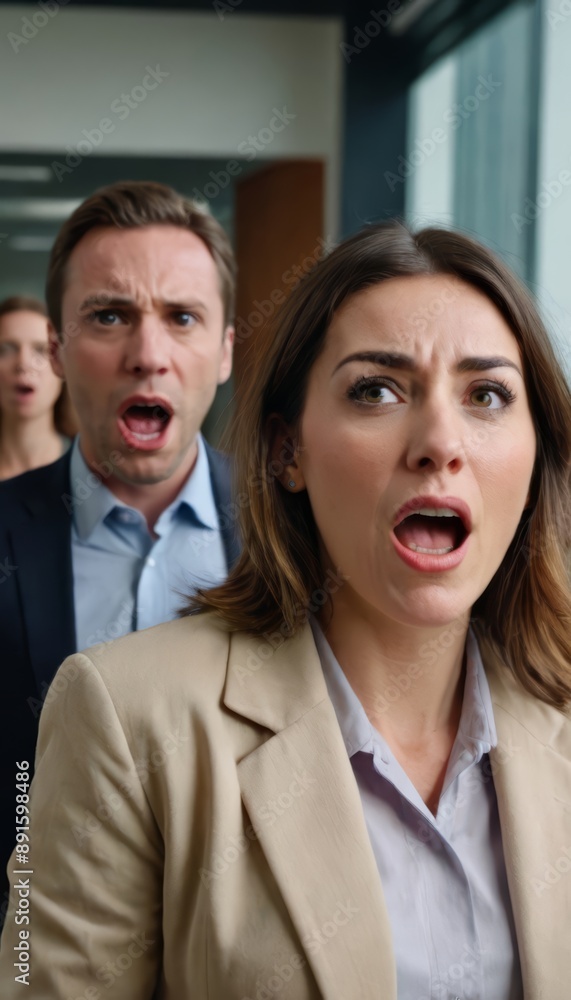 portrait of a woman with surprised expression portrait of a woman with surprised expression