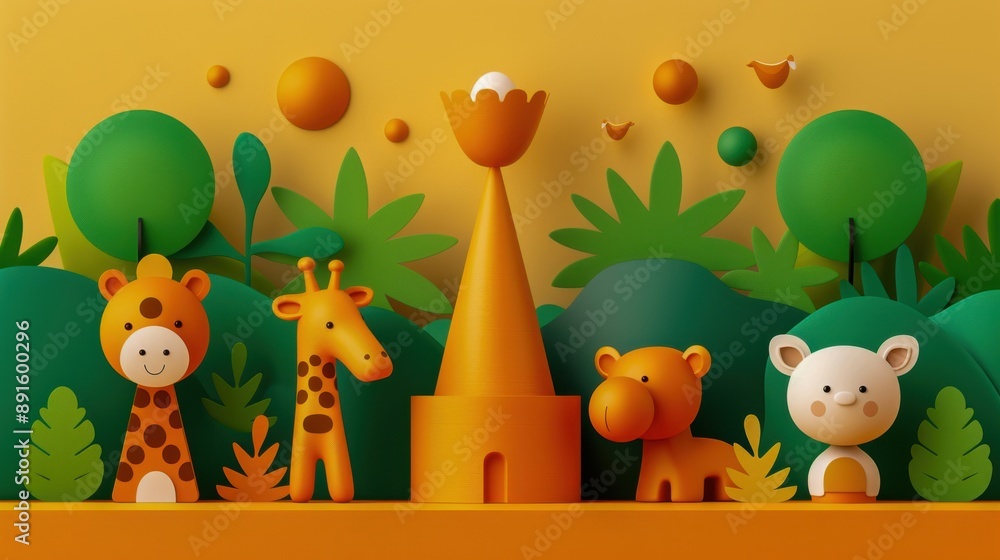 Adorable Papercraft Animals in a Jungle Setting Adorable Papercraft Animals in a Jungle Setting