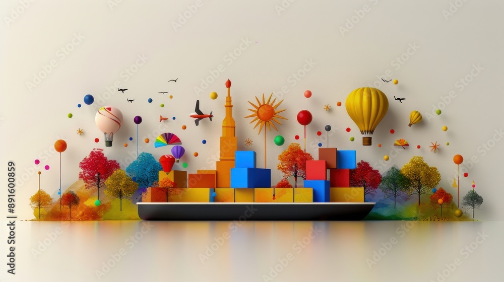 Obraz premium Colorful Paper Cityscape Concept
