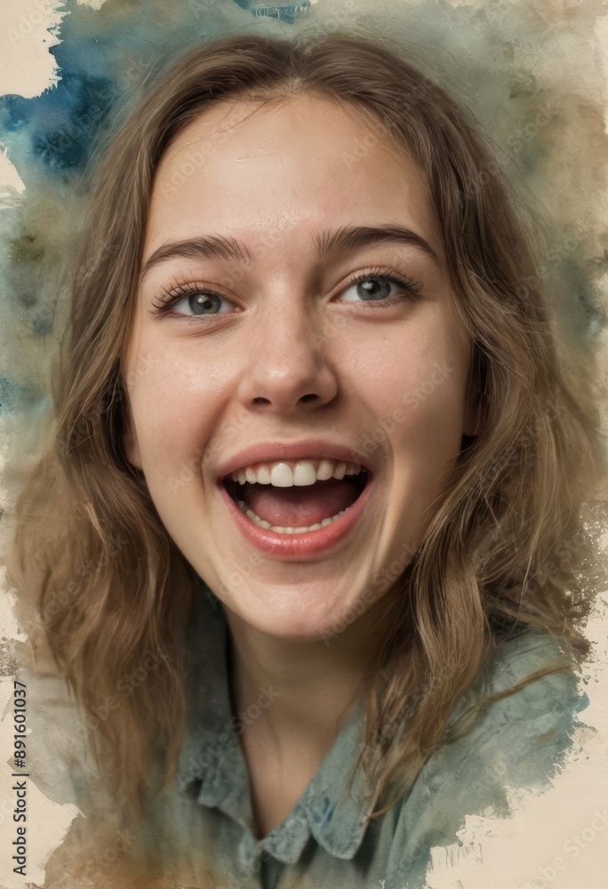 portrait of a smiling woman, happy girl, closeup face of a teenager portrait of a smiling woman, happy girl, closeup face of a teenager