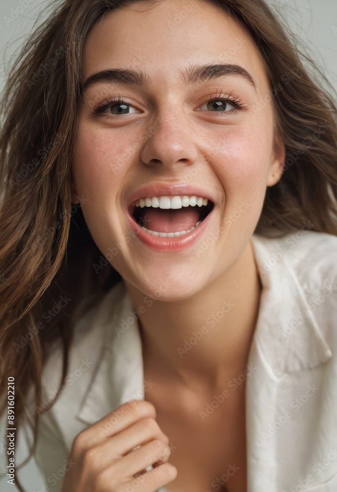 beauty portrait of a happy girl, laughing woman beauty portrait of a happy girl, laughing woman