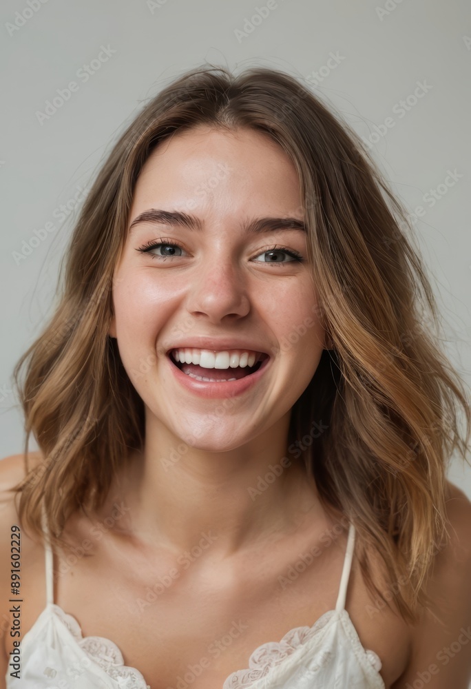 beauty portrait of a happy girl, laughing woman beauty portrait of a happy girl, laughing woman