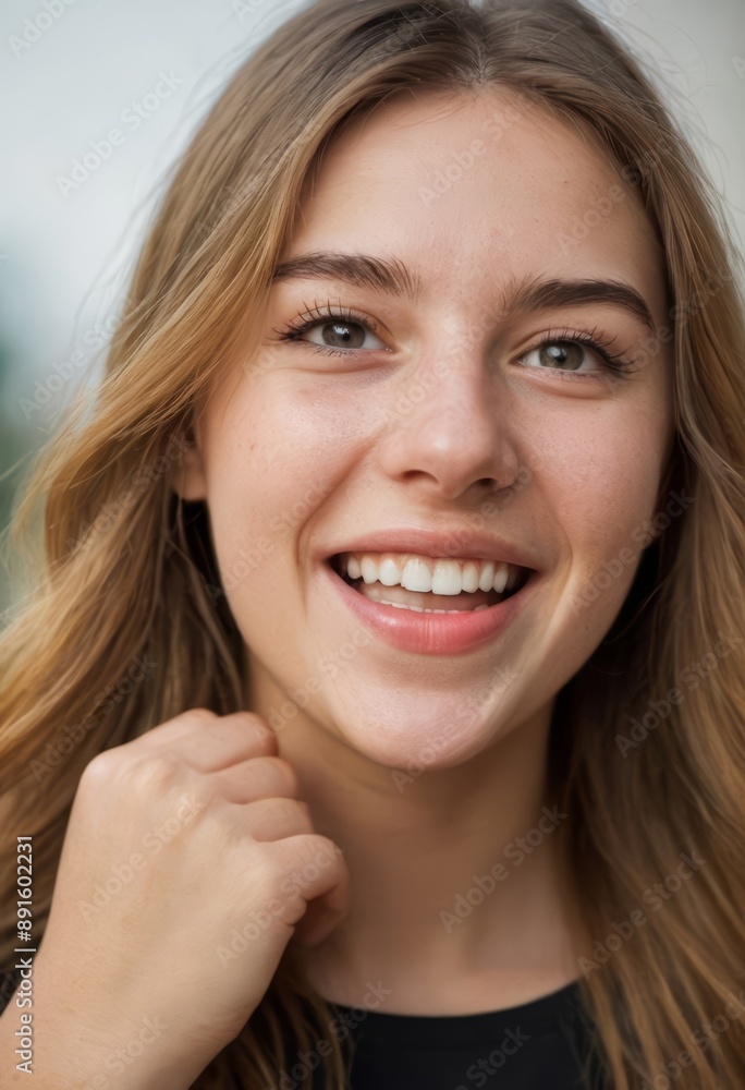 beauty portrait of a happy girl, laughing woman beauty portrait of a happy girl, laughing woman