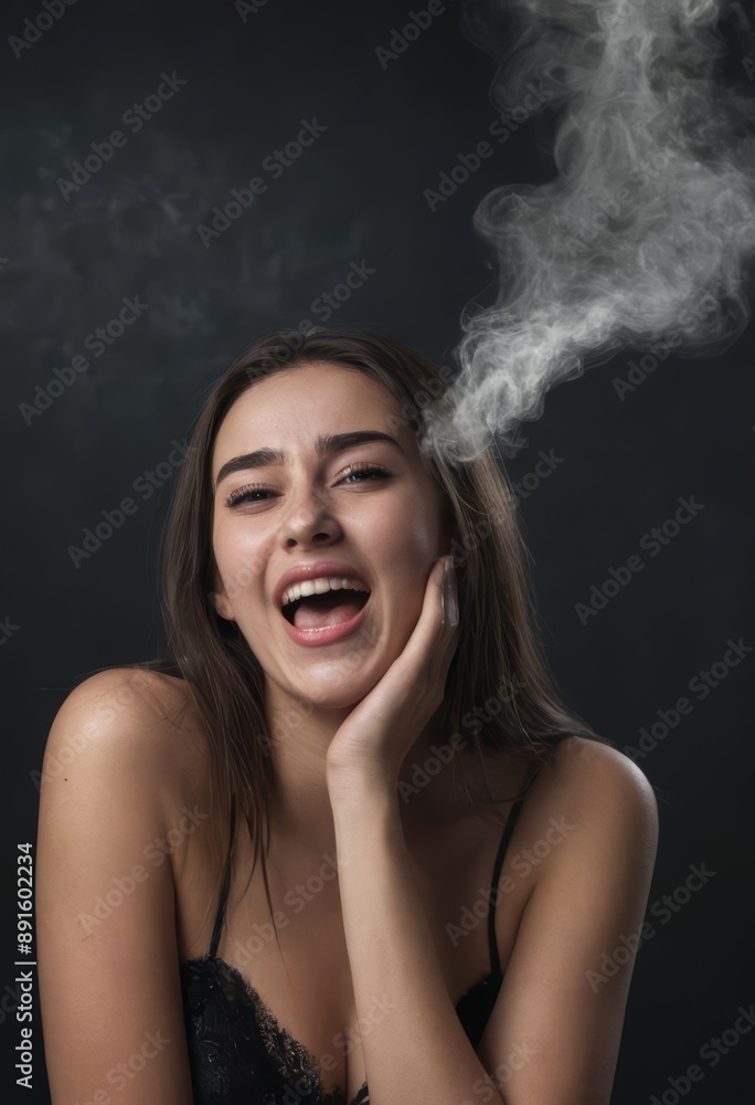 beauty portrait of a happy girl, laughing woman beauty portrait of a happy girl, laughing woman